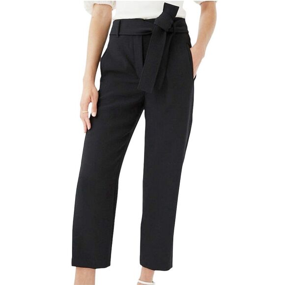 Aritzia Wilfred Geneva Black High Rise Tie Waist Straight Trouser Ankle Pant 0 - Picture 1 of 11